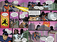 Sample Spread #1: Our hero Captain Cypher takes on the villain Exploito