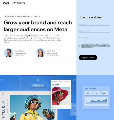 Example of a webinar promotion landing page from Wix.